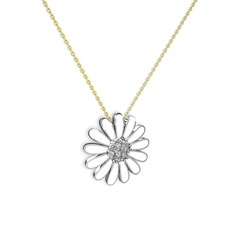 Pırlanta 925 ayar gümüş kolye (0.252 karat, beyaz mineli, 40 cm altın rolo zincir)