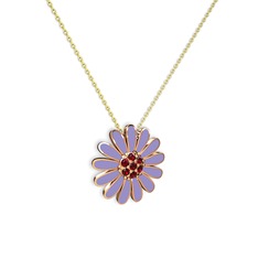 Papatya Kolye - Garnet 925 ayar rose altın kaplama gümüş kolye (Menekşe mineli, 40 cm altın rolo zincir) #eq8d2