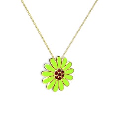 Garnet 18 ayar altın kolye (Neon yeşil mineli, 40 cm altın rolo zincir)