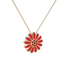 Papatya Kolye - Kök yakut 8 ayar altın kolye (Kırmızı mineli, 40 cm rose altın rolo zincir) #haasak