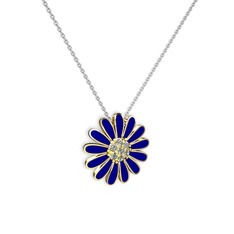 Papatya Kolye - Swarovski 14 ayar altın kolye (Lacivert mineli, 40 cm beyaz altın rolo zincir) #jzog3l