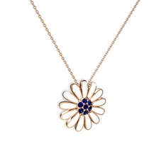 Papatya Kolye - Lab safir 18 ayar rose altın kolye (Beyaz mineli, 40 cm rose altın rolo zincir) #ljeh4s