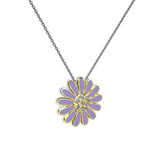 Papatya Kolye - Swarovski 8 ayar altın kolye (Menekşe mineli, 40 cm gümüş rolo zincir) #m6rsbo