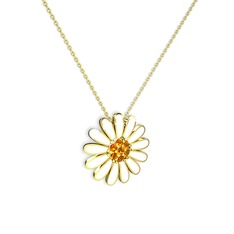 Papatya Kolye - Sitrin 14 ayar altın kolye (Beyaz mineli, 40 cm altın rolo zincir) #ma67jh