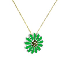 Papatya Kolye - Peridot 925 ayar gümüş kolye (Yeşil mineli, 40 cm gümüş rolo zincir) #mw4wr4