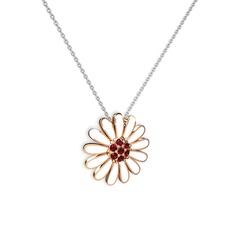 Garnet 8 ayar rose altın kolye (Beyaz mineli, 40 cm beyaz altın rolo zincir)