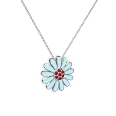 Papatya Kolye - Kök yakut 925 ayar gümüş kolye (Pastel mavi mineli, 40 cm gümüş rolo zincir) #oq8b35