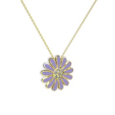 Papatya Kolye - Swarovski 18 ayar altın kolye (Menekşe mineli, 40 cm gümüş rolo zincir) #pfk4em