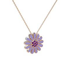 Papatya Kolye - Ametist 14 ayar rose altın kolye (Menekşe mineli, 40 cm rose altın rolo zincir) #phbxar