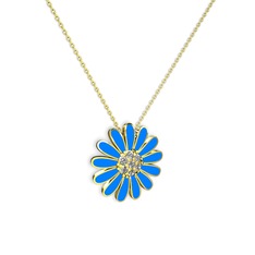 Papatya Kolye - Swarovski 8 ayar altın kolye (Mavi mineli, 40 cm altın rolo zincir) #r814ml