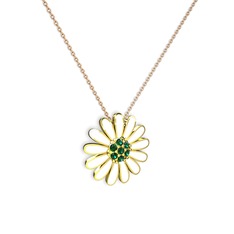 Papatya Kolye - Yeşil kuvars 14 ayar altın kolye (Beyaz mineli, 40 cm rose altın rolo zincir) #ryo89f