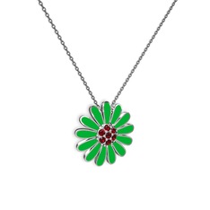 Garnet 925 ayar gümüş kolye (Yeşil mineli, 40 cm gümüş rolo zincir)