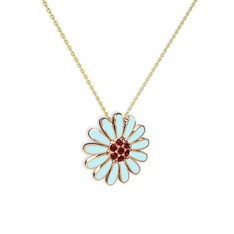 Papatya Kolye - Garnet 8 ayar rose altın kolye (Pastel mavi mineli, 40 cm altın rolo zincir) #sjwth4