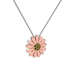 Papatya Kolye - Peridot 925 ayar rose altın kaplama gümüş kolye (Pastel pembe mineli, 40 cm gümüş rolo zincir) #u7pxag