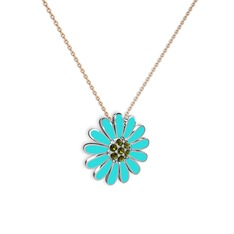 Peridot 925 ayar gümüş kolye (Turkuaz mineli, 40 cm gümüş rolo zincir)