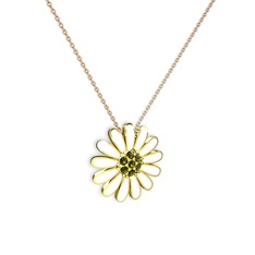 Peridot 14 ayar altın kolye (Beyaz mineli, 40 cm rose altın rolo zincir)