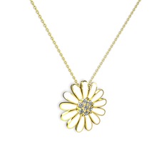 Papatya Kolye - Swarovski 18 ayar altın kolye (Beyaz mineli, 40 cm altın rolo zincir) #yj23an