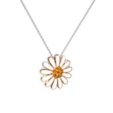 Sitrin 8 ayar rose altın kolye (Beyaz mineli, 40 cm beyaz altın rolo zincir)