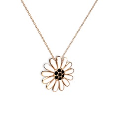 Papatya Kolye - Siyah zirkon 8 ayar rose altın kolye (Beyaz mineli, 40 cm rose altın rolo zincir) #yxfac9