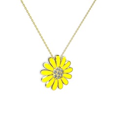 Papatya Kolye - Swarovski 8 ayar altın kolye (Sarı mineli, 40 cm gümüş rolo zincir) #z2frxt