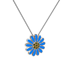 Papatya Kolye - Peridot 18 ayar rose altın kolye (Mavi mineli, 40 cm gümüş rolo zincir) #zq1hba