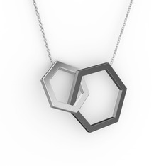 Chen Kolye - 925 ayar siyah rodyum kaplama gümüş kolye (40 cm beyaz altın rolo zincir) #10iquq9