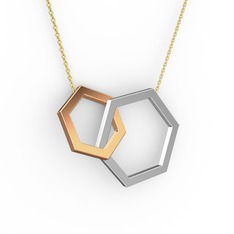 18 ayar beyaz altın kolye (40 cm gümüş rolo zincir)