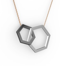 Chen Kolye - 18 ayar beyaz altın kolye (40 cm rose altın rolo zincir) #1yzi1wf