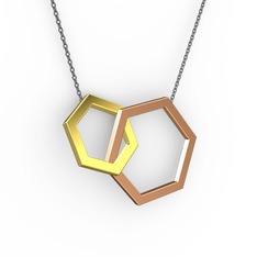 18 ayar rose altın kolye (40 cm gümüş rolo zincir)