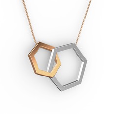 18 ayar beyaz altın kolye (40 cm rose altın rolo zincir)