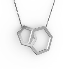 18 ayar beyaz altın kolye (40 cm gümüş rolo zincir)