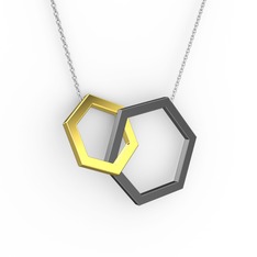 925 ayar siyah rodyum kaplama gümüş kolye (40 cm gümüş rolo zincir)