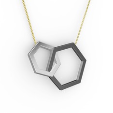 Chen Kolye - 925 ayar siyah rodyum kaplama gümüş kolye (40 cm altın rolo zincir) #zv3nzq