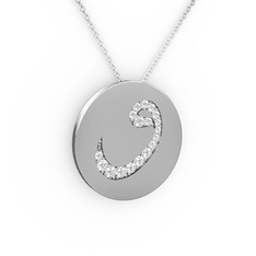 Taşlı Vav Kolye - Swarovski 925 ayar gümüş kolye (40 cm beyaz altın rolo zincir) #1esoz8m