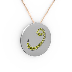 Taşlı Vav Kolye - Peridot 925 ayar gümüş kolye (40 cm gümüş rolo zincir) #1w430p3
