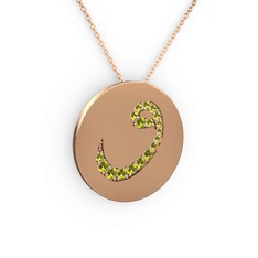 Peridot 925 ayar rose altın kaplama gümüş kolye (40 cm rose altın rolo zincir)