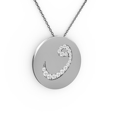 Taşlı Vav Kolye - Swarovski 14 ayar beyaz altın kolye (40 cm gümüş rolo zincir) #b4f2n6