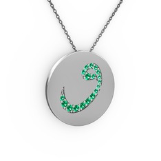 Taşlı Vav Kolye - Yeşil kuvars 925 ayar gümüş kolye (40 cm gümüş rolo zincir) #mciwph