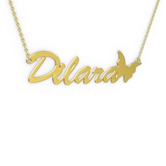 Kelebek İsim Kolye - 14 ayar altın kolye (6 karakterli el yazısı, 40 cm altın rolo zincir) #18ofjz0