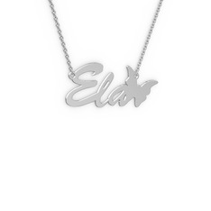 18 ayar beyaz altın kolye (3 karakterli el yazısı, 40 cm beyaz altın rolo zincir)