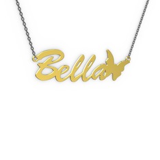 14 ayar altın kolye (5 karakterli el yazısı, 40 cm gümüş rolo zincir)