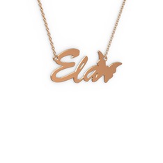 8 ayar rose altın kolye (3 karakterli el yazısı, 40 cm rose altın rolo zincir)