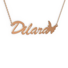 18 ayar rose altın kolye (6 karakterli el yazısı, 40 cm gümüş rolo zincir)