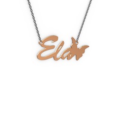 14 ayar rose altın kolye (3 karakterli el yazısı, 40 cm gümüş rolo zincir)