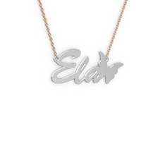 Kelebek İsim Kolye - 14 ayar beyaz altın kolye (3 karakterli el yazısı, 40 cm gümüş rolo zincir) #jbfmfu