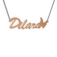 14 ayar rose altın kolye (6 karakterli el yazısı, 40 cm gümüş rolo zincir)