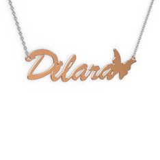 925 ayar rose altın kaplama gümüş kolye (6 karakterli el yazısı, 40 cm gümüş rolo zincir)