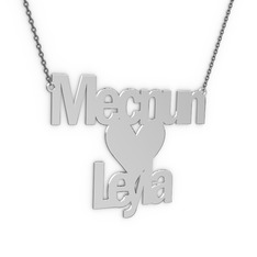 İsim Kalp Kolye - 925 ayar gümüş kolye (11 karakterli arial, 40 cm gümüş rolo zincir) #10iasqq