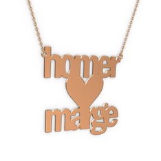 İsim Kalp Kolye - 8 ayar rose altın kolye (10 karakterli arial, 40 cm gümüş rolo zincir) #123b5do