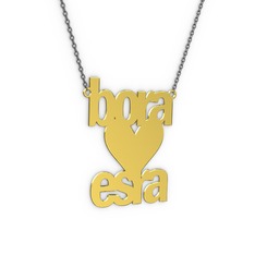 18 ayar altın kolye (8 karakterli arial, 40 cm gümüş rolo zincir)